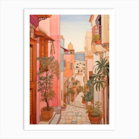 Tunis Tunisia 1 Vintage Pink Travel Illustration Art Print