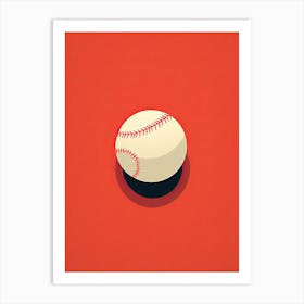 Baseball Ball On Red Background Art Print