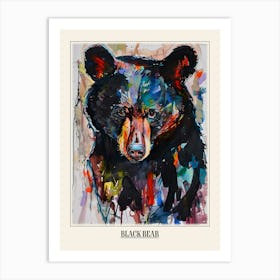 Black Bear Colourful Watercolour 4 Poster Art Print