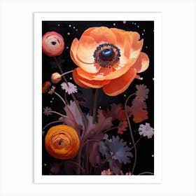 Surreal Florals Ranunculus 2 Flower Painting Art Print