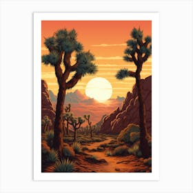  Retro Illustration Of A Joshua Trees At Sunset 4 Art Print
