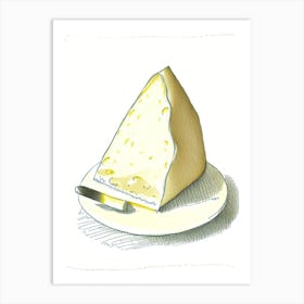 Provolone Dairy Food Pencil Illustration Art Print