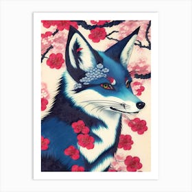 Fox In Cherry Blossoms Art Print