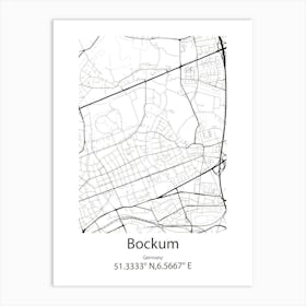 Bockum,Germany Minimalist Map Art Print