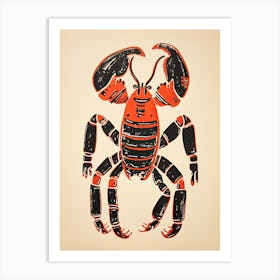 Lobster, Woodblock Animal  Drawing 4 Art Print