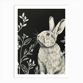 English Lop Rabbit Minimalist Illustration 2 Art Print
