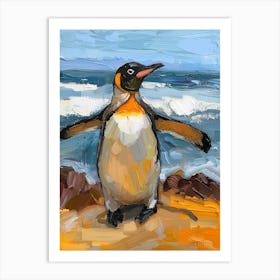 Galapagos Penguin Grytviken Colour Block Painting 3 Art Print