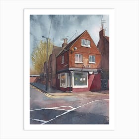 Barnet London Borough   Street Watercolour 1 Art Print