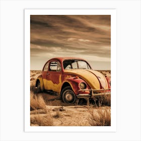 Vw Beetle In The Desert Art Print