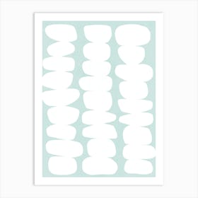 Serenity Organic Abstract Pebbles White on Powder Blue Sky Art Print