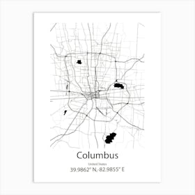 Columbus,United States Minimalist Map 1 Art Print