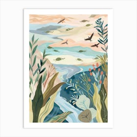 Frogs Pastels Jungle Illustration 4 Art Print