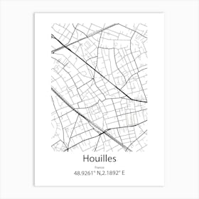 Houilles,France Minimalist Map Art Print