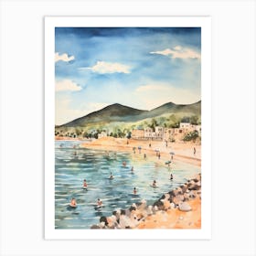 Swimming In Corsica France 3 Watercolour Art Print