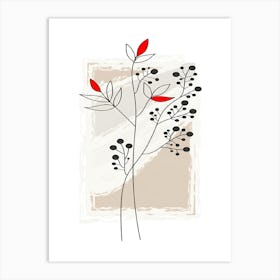 Abstract Tree With Red Leaves Art Print