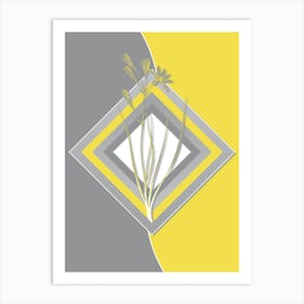 Vintage Amaryllis Montana Botanical Geometric Art in Yellow and Gray n.437 Art Print