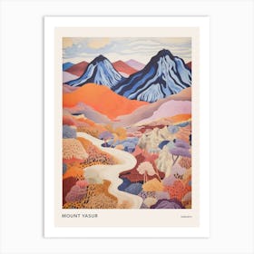 Mount Yasur Vanuatu Colourful Mountain Illustration Poster Art Print