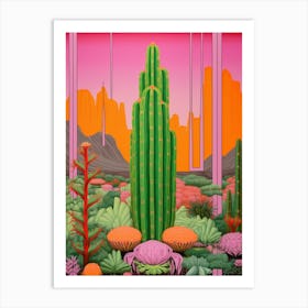 Mexican Style Cactus Illustration Organ Pipe Cactus 1 Art Print
