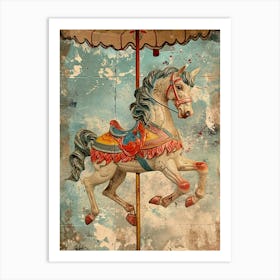 Carousel Horse Kitsch Collage 4 Art Print