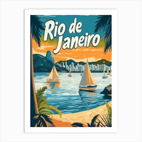 Aihrgdesign A Retro Travel Poster For Rio De Janeiro Art Print