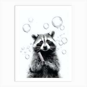 Raccoon Blowing A Bubble Illustration 1 Art Print