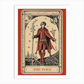 The Fool Tarot Card, Vintage 0 Art Print