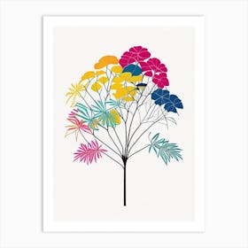 Umbrella Tree Floral Minimal Line Drawing 3 Flower Art Print