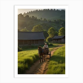 Thailand - Horse Drawn Cart Art Print