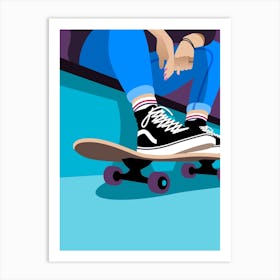 Skater Girl With Vans Art Print