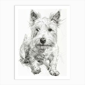 Terrier Dog Line Sketch 2 Art Print