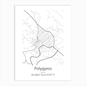 Polygyros,Greece Minimalist Map Art Print