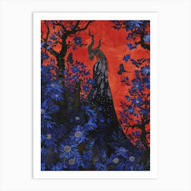 Peacock In The Forest Art Print