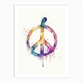 Peace And Love Symbol 1 Minimal Watercolour Art Print