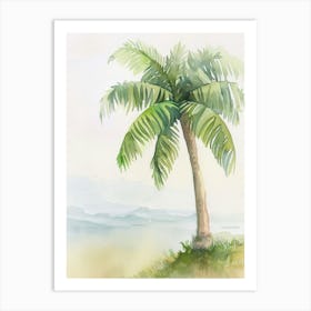 Palm Tree Atmospheric Watercolour Painting 2 Art Print