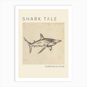 Vintage Hammerhead Shark Illustration 3 Poster Art Print