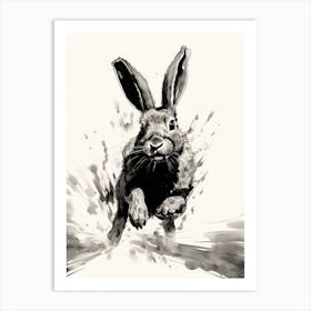 Rabbit Prints Black And White Ink 5 Art Print