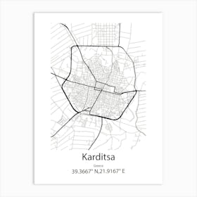 Karditsa,Greece Minimalist Map Art Print