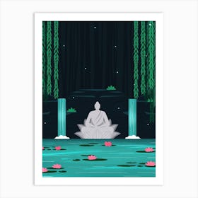Buddha In A Lily Pond Art Print
