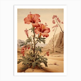 Chinese Hibiscus Flower Victorian Style 1 Art Print