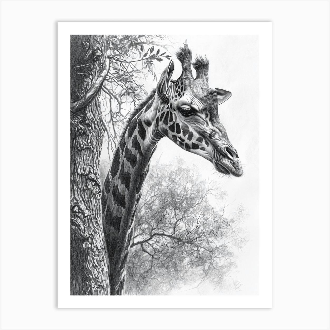 Premium Photo | Pencil sketch cute giraffe animal drawing image Generative  AI