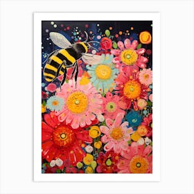 Bees Vivid Colour 3 Art Print