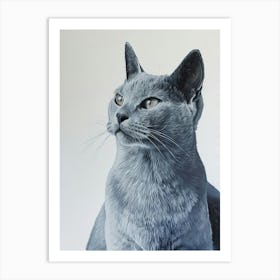 Russian Blue Cat Painting 4 Art Print