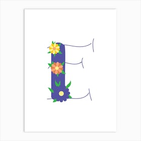 Living Room Floral Letters Purple 05 Art Print