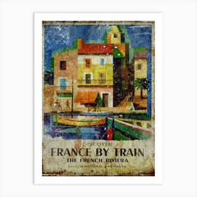 Vintage Travel Poster Discover France By Train Art Print