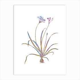 Stained Glass Allium Fragrans Mosaic Botanical Illustration on White Art Print