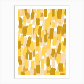 Yellow And White Abstract Brush Strokes Art Print