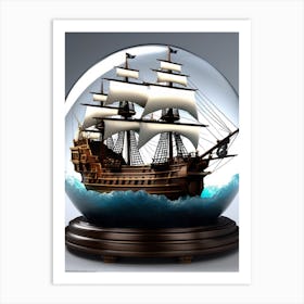 Ship In A Globe Art Print