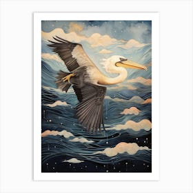 Pelican 1 Gold Detail Painting Art Print