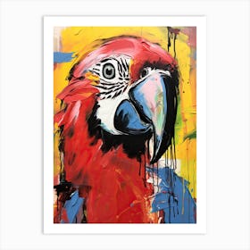 Red Parrot, Basquiat Style Art Print