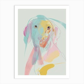 Vizsla Dog Pastel Line Painting 2 Art Print